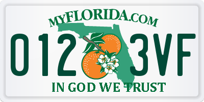 FL license plate 0123VF