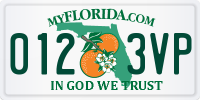 FL license plate 0123VP