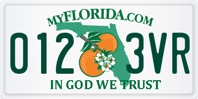 FL license plate 0123VR