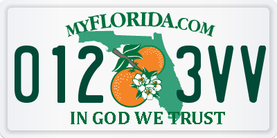FL license plate 0123VV