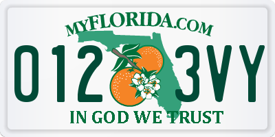 FL license plate 0123VY