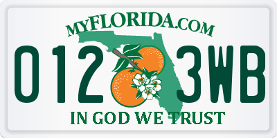 FL license plate 0123WB