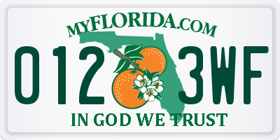 FL license plate 0123WF