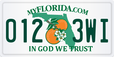 FL license plate 0123WI