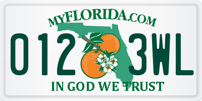 FL license plate 0123WL