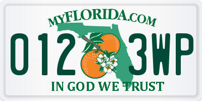FL license plate 0123WP