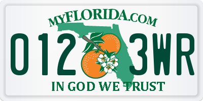 FL license plate 0123WR