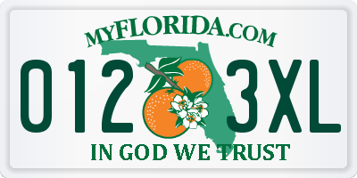 FL license plate 0123XL