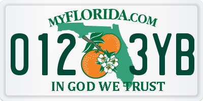 FL license plate 0123YB