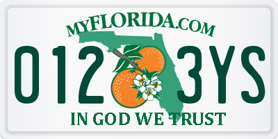 FL license plate 0123YS
