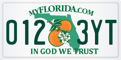 FL license plate 0123YT