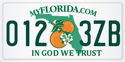 FL license plate 0123ZB