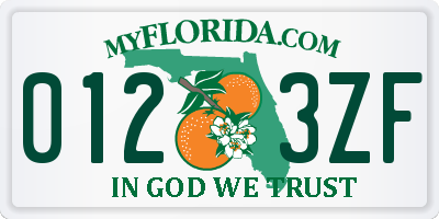 FL license plate 0123ZF