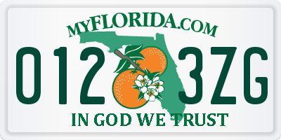 FL license plate 0123ZG