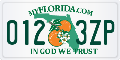FL license plate 0123ZP