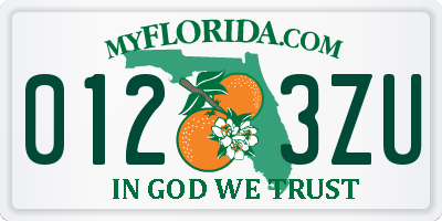 FL license plate 0123ZU