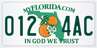 FL license plate 0124AC