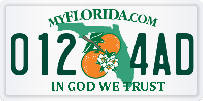 FL license plate 0124AD