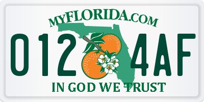 FL license plate 0124AF