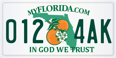 FL license plate 0124AK