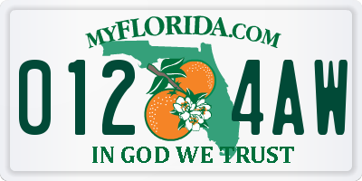 FL license plate 0124AW