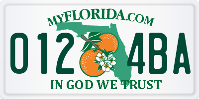 FL license plate 0124BA