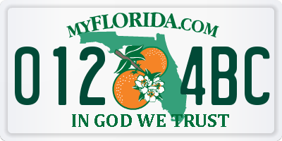 FL license plate 0124BC