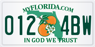 FL license plate 0124BW