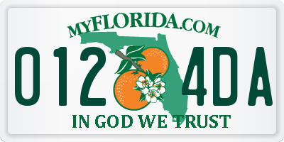 FL license plate 0124DA