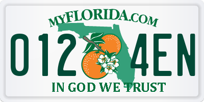 FL license plate 0124EN
