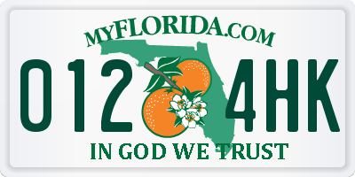 FL license plate 0124HK