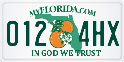 FL license plate 0124HX