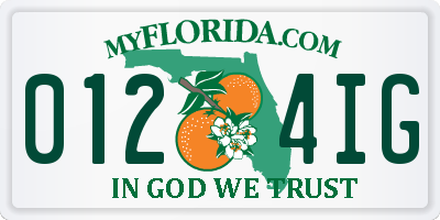 FL license plate 0124IG