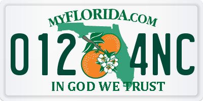 FL license plate 0124NC