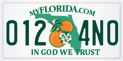 FL license plate 0124NO
