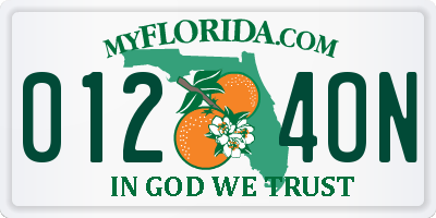 FL license plate 0124ON