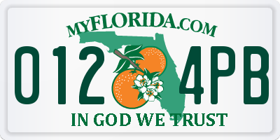 FL license plate 0124PB