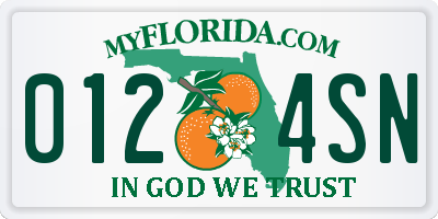 FL license plate 0124SN