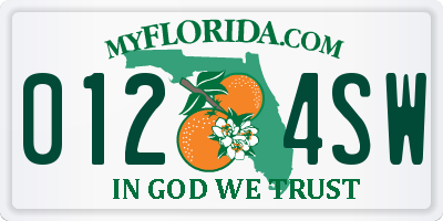 FL license plate 0124SW