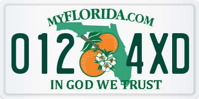 FL license plate 0124XD