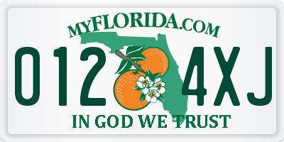 FL license plate 0124XJ