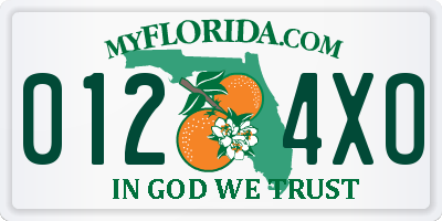 FL license plate 0124XO