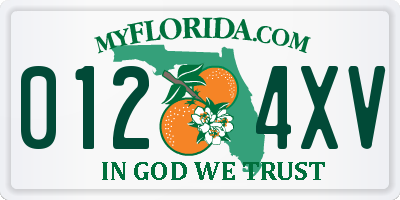 FL license plate 0124XV