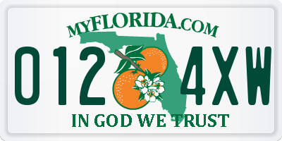 FL license plate 0124XW