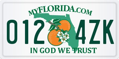 FL license plate 0124ZK