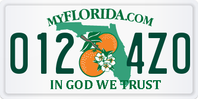 FL license plate 0124ZO