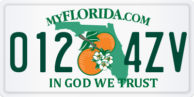 FL license plate 0124ZV