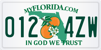 FL license plate 0124ZW