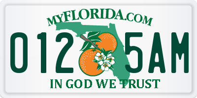 FL license plate 0125AM