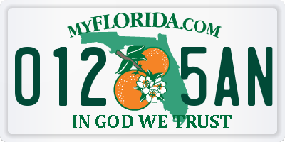 FL license plate 0125AN